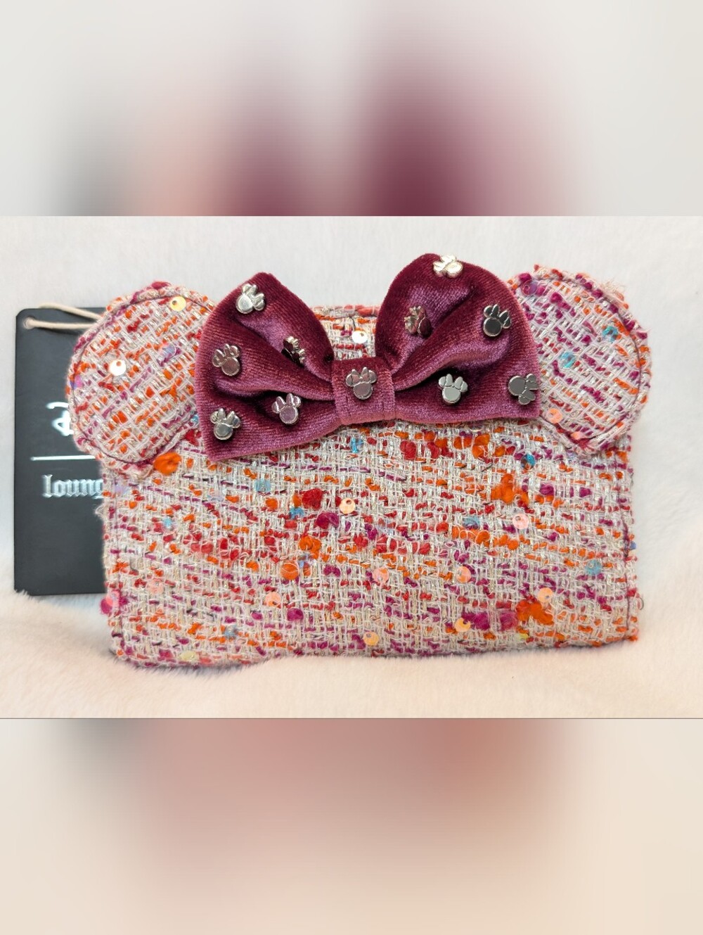 Loungefly Minnie Mouse hard tag wallet 6" x 4" w/zip pouch NWT